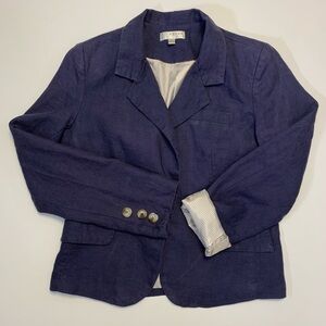 Kenar Navy Blue 100% Linen Blazer – Striped Lining - Size Medium